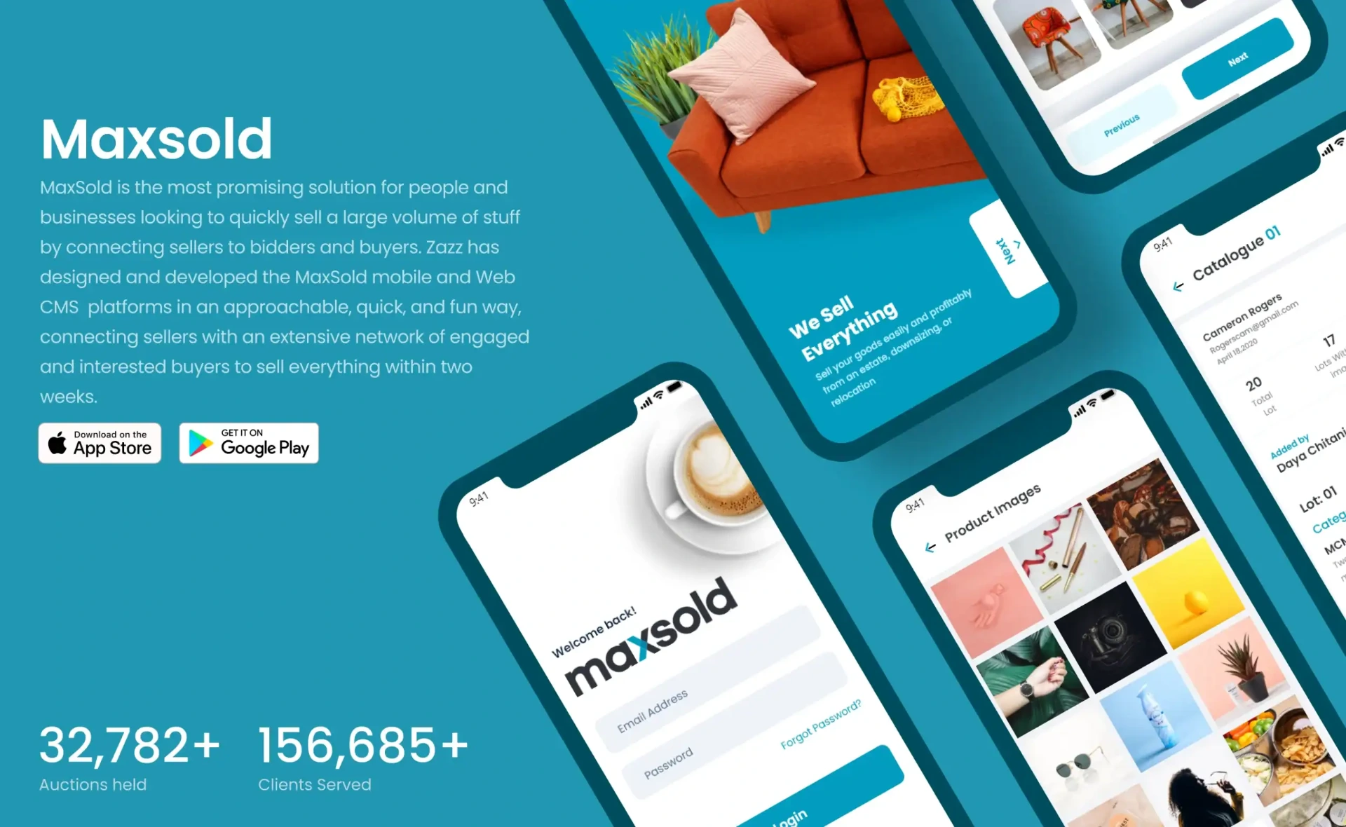 Online auction and marketplace mobile application for buying, selling, and inventory management