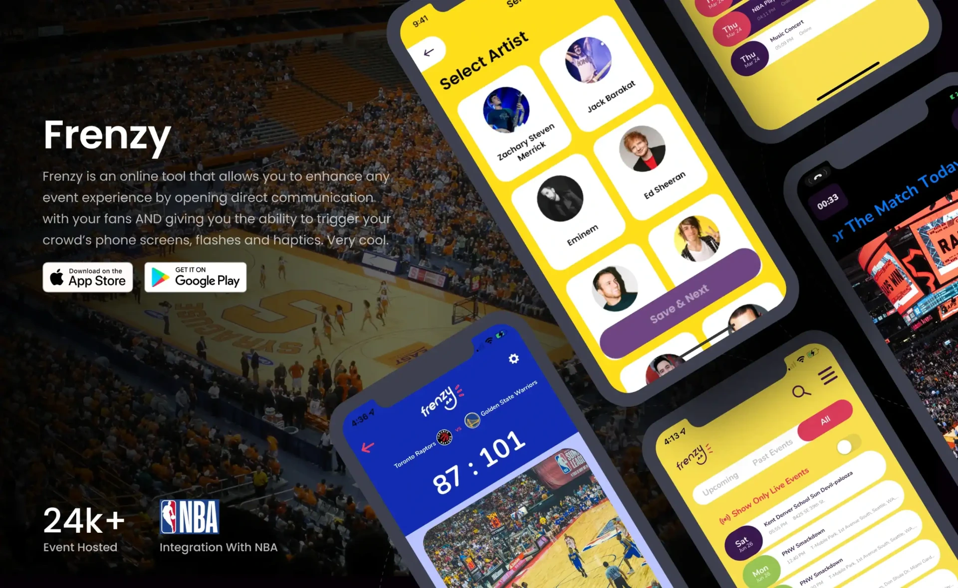 Live event engagement mobile application for audience interaction, fan experiences, and event communication