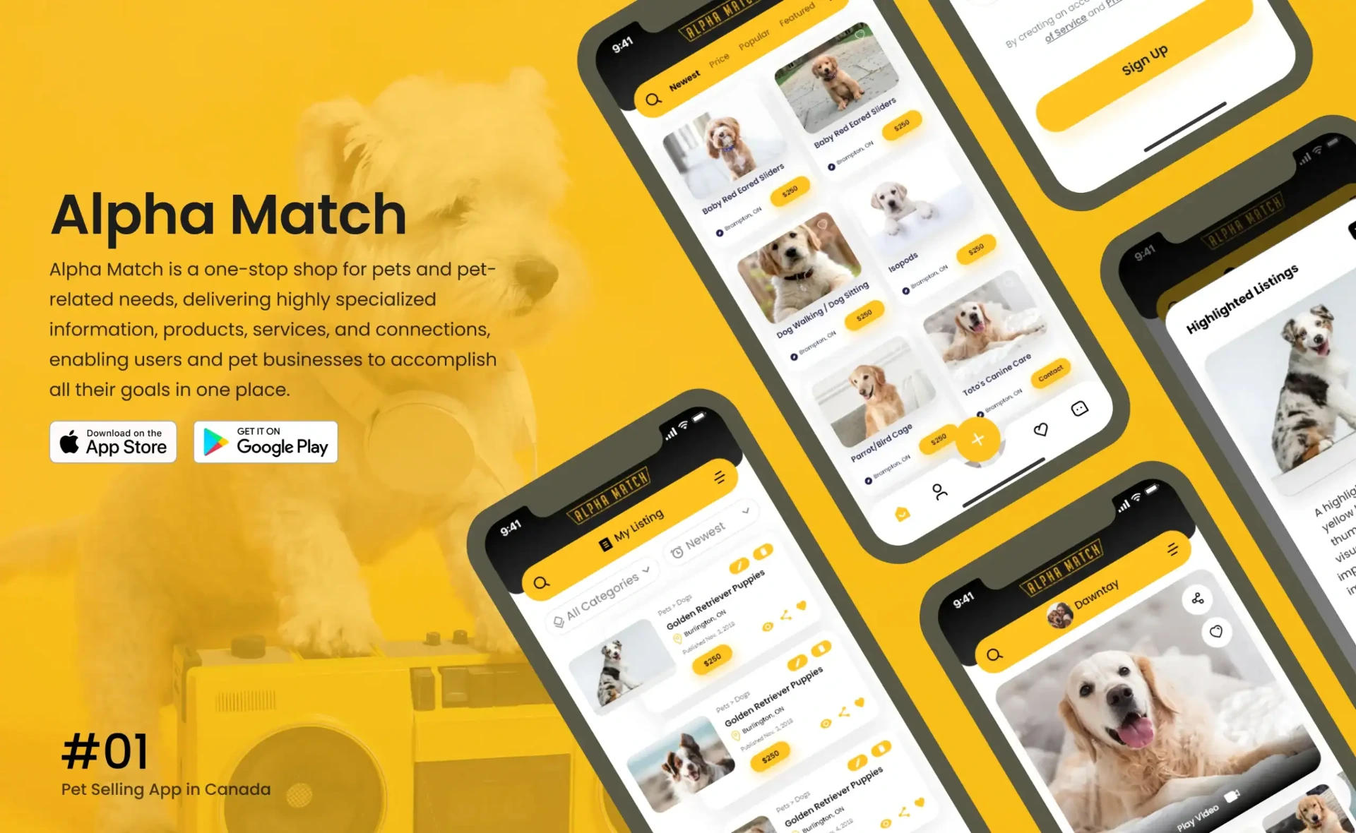Pet marketplace mobile application for pet adoption, buying, selling, and pet service management