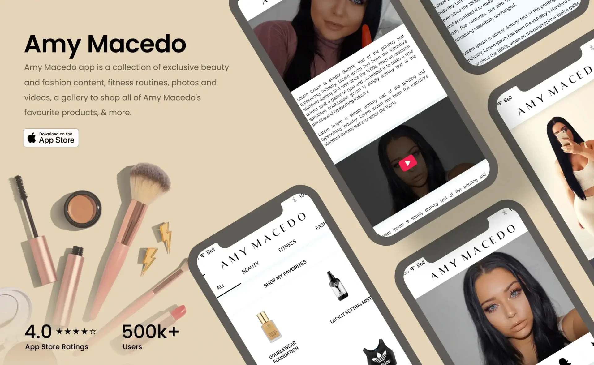Beauty and lifestyle mobile application featuring fashion content, shopping, tutorials, and influencer products