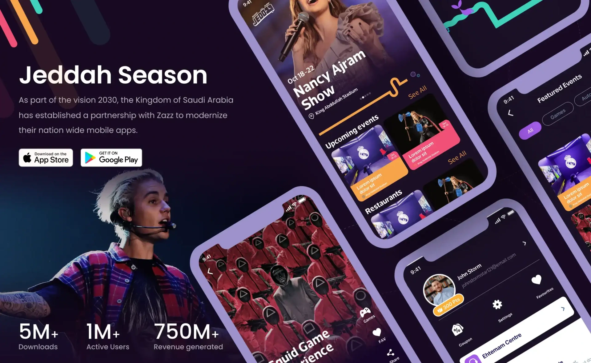 Event management mobile application for entertainment experiences, ticketing, schedules, and venue information