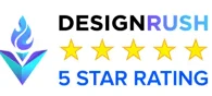 DesignRush 5-star rated software development company recognition badge