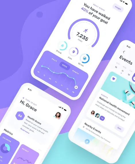 Fitness &amp; Health Mobile App Dashboard UI